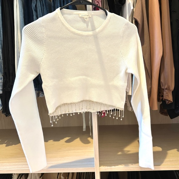 Baevely Rhinestone Cropped Knit Top - Picture 5 of 5
